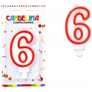 Candelina Numero Compleanno Bianca bordo rosso
