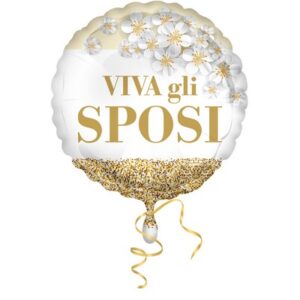 Pallone foil 18" - 45 cm Viva gli Sposi Glitter 1 pz